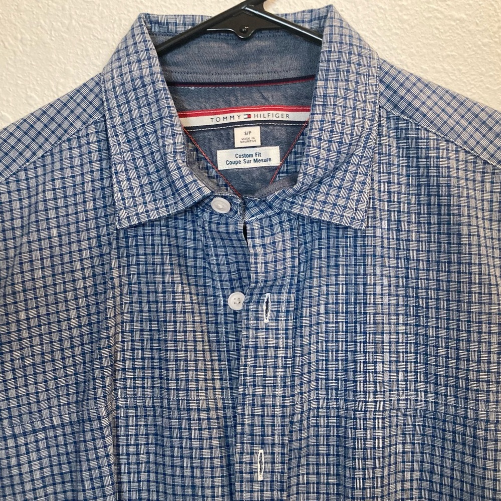 Tommy Hilfiger White Blue Checks LS Shirt SMALL